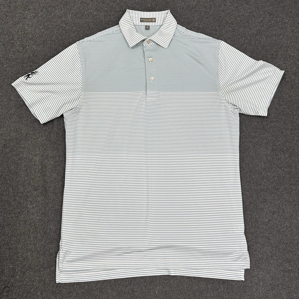 Peter Millar Summer Comfort Polo Golf Stripe Green White M